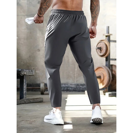 Men's Wide Pants Gift Sweatpants High Stretch Fabric Waist Drawstring Zipper Pockets Gym Workout Jogging Sports End Clothing Man