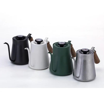 Stainless Steel Goose Neck Coffee Pot Drip Port Wooden Handle Long Narrow Drip Carafe Anti-scald Scale Hand Brewing Kettle