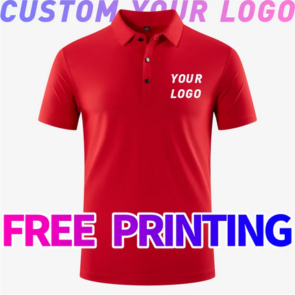 POLO shirt Free Custom Printing Logo Image Outdoor Training Fitness Gym Jogging Running Sweatshirt Quick drying T-shirt Elastic