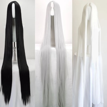 150cm wig Extra-long black and white cosplay center-parted wig anime 60 inch wig