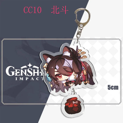 Genshin Impact Keychain Pendant ZhongLi Klee Raiden Shogun Xiao Wendi LingHua Car keyring Women Bag Charms Anime Game key chains
