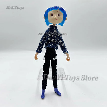 NECA Anime Coraline Doll Articulated Anime Figure Raincoat Sweater In Striped Shirt Toy LA Girl Decoration Model Bithday Gifts