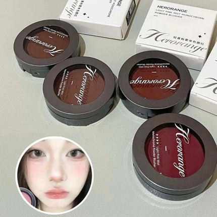 Monochrome Blusher Palette Matte Warm Brown Red Cheek Tint Face Contouring Waterproof Cosmetics Rouge Powder Soft Natural Makeup