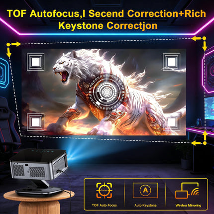 XIWBSY 4K Ultra HD Projectors 46000Lumens Home Theater Google TV Smart Projector TOF Laser Focus Projector Daylight Projector