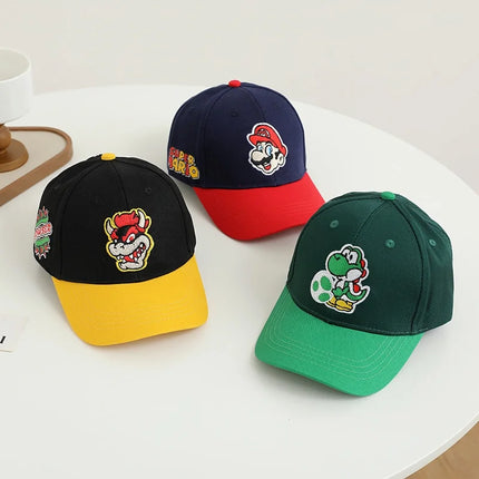 Yoshi Bowser Luigi Super Mushroomi Duckbill Cap Baseball Cap Cartoon Patterned Mesh Cap Summer-appropriate hats for kids Trendy