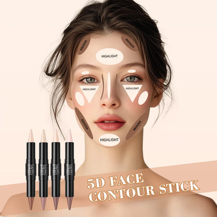 Dual-Ended Sharp Tip Contour Highlighter Waterproof And Sweatproof Long Lasting-Up To 12 Hours Multi-Use Contour Stick Makup