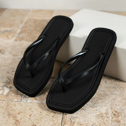 Summer Women Flip Flops casual solid color comfortable non-slip lightweight indoor outdoor beach square head EVA flat sandals
