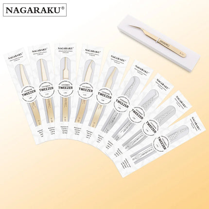 NAGARAKU Eyelash Extension Tweezers Makeup Tools Stainless Steel Non-magnetic Pincet False Eyelash Tweezers 3D accurate tweezers