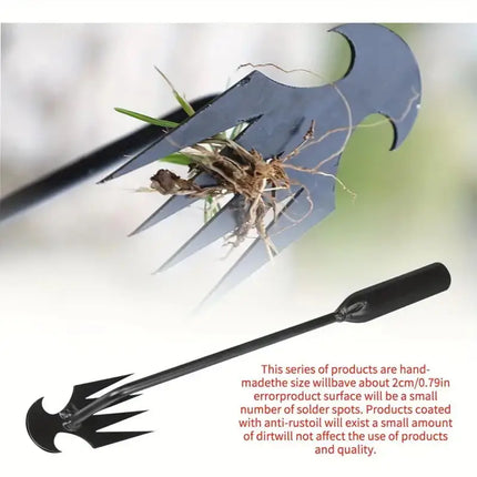 1 piece, black metal garden weeding tool, portable 4-tooth hand-held weeding machine, multi-function weeding machine