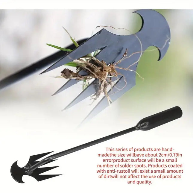 1 piece, black metal garden weeding tool, portable 4-tooth hand-held weeding machine, multi-function weeding machine