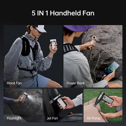JISULIFE Handheld Fan Ultra 2, Powerful Turbo Jet Fan, 100 Speeds, 9000mAh Rechargeable Battery, LED Display, Outdoor Camping