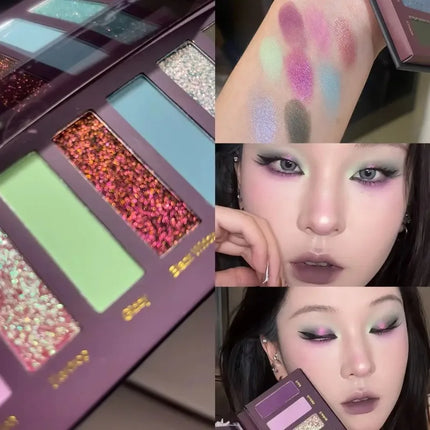 8 Colors Gothic Pearlescent Purple Eyeshadow Palette Oil Painting Style Matte Punk Metallic Chameleon Smoked Eye Pigment Makeup