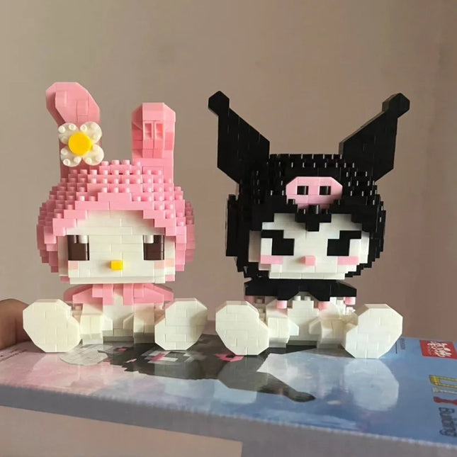 Sanrio Hello Kitty Kuromi My Melody Cinnamoroll Building Blocks Cartoon Figures Bricks Children's Assembly Toys Model Gift