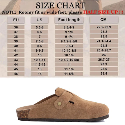 Kidmi Summer Clogs for Women Men Suede Clogs Adjustable Buckle Slip-on Cork Footbed Mules Clogs Antislip Sole Slippers Unisex