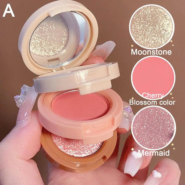 Highlight Powder Matte Blusher Eye Shadow 3 In 1 Face Makeup Natural Palette Multi-color Delicate Shiny Beauty Makeup Cosmetics