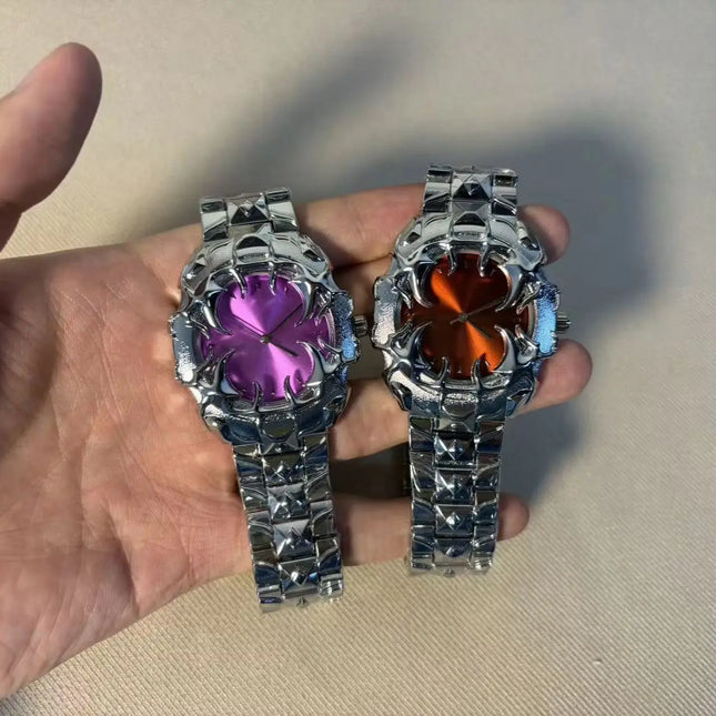 DENVOSI New Y2K Gothic Claw Shaped Quartz Watch with Detachable and Replaced Dial, Fashionable Street Accessory