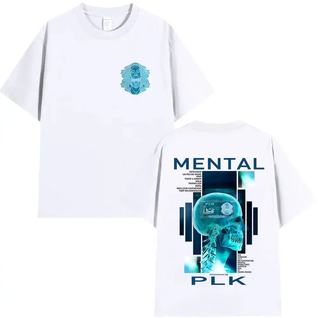 2025 Summer Rapper MENTAL PLK Album Merch T Shirt Men's Gothic Fashion Short Sleeve T-shirt 100% Pure Cotton Printed T-shirt