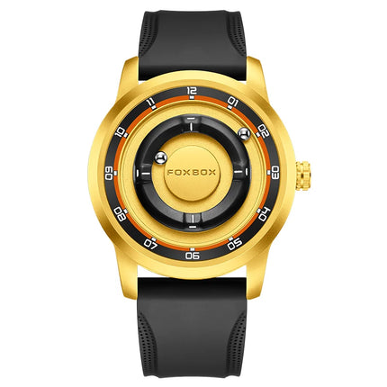 FOXBOX Watch Planet Design Fashion Floating Magnetic Pointer Free Ball Bearing Creative Simple Waterproof Quartz Watch for Men