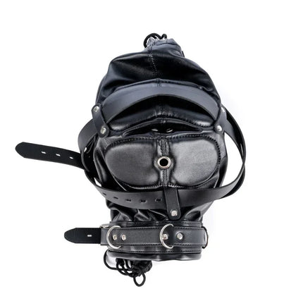 Fetish Full Head Hood Couple Adult Cosplay Games PU Leather Sexy Mask Hood Halloween Party Bondage Face Cover Role Play Costumes