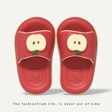 Cute Red Apple Slippers Slides Shoes Adults Fashion Fruit Mules Shoes New Woman Soft EVA Non Slip Comfort Home Slippers Women