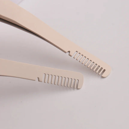 1pc Eyelash Tweezers Stainless Steel Eyelash Extension Tweezers With Comb False Lash Application Tool For Girls Women Beginners