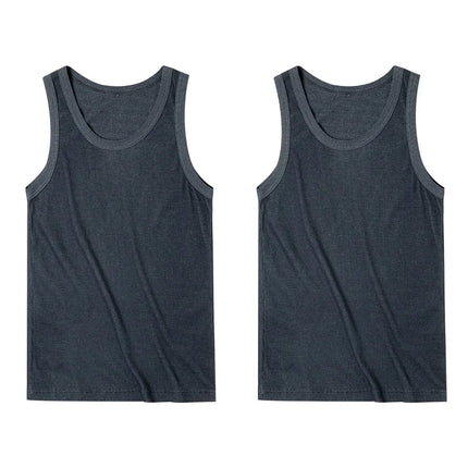Maden Casual Men's Sleeveless Tank Tops Heavyweight Solid Color Ribbed Vest for Summer Slim Fit Sports Fitness Training T-shirt