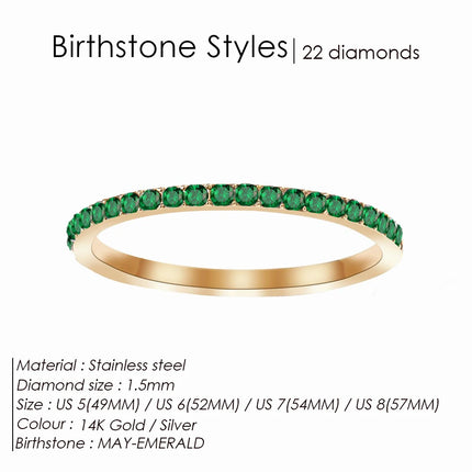 EManco Rhinestone Birthstone Stainless Steel Ring Luxury Jewelry Gift 12 Zodiac Sparkling Rings for Women Wholesale US5/6/7/8