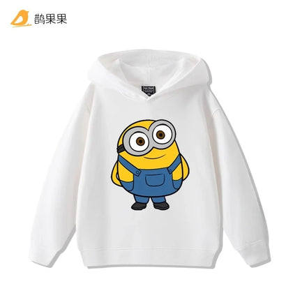 Children's cartoonMinions pattern printed hooded sweatshirt for boys and girls suitable for autumn andwinter a warm top for kids
