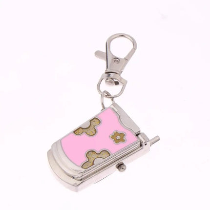 1 Piece Fashion Retro Cute Backpack Pendant Flip Phone Keychain Watch Hanging Watch Creative Gift