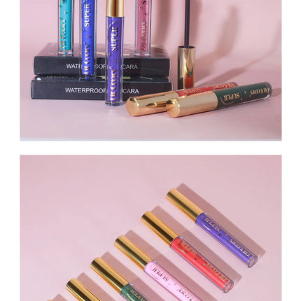 6 Color/Set Colored Mascara Cream Blue Green Lasting Waterproof Mascara Curling Eyelashes Thick Curl 3D Non-smudding Mascara