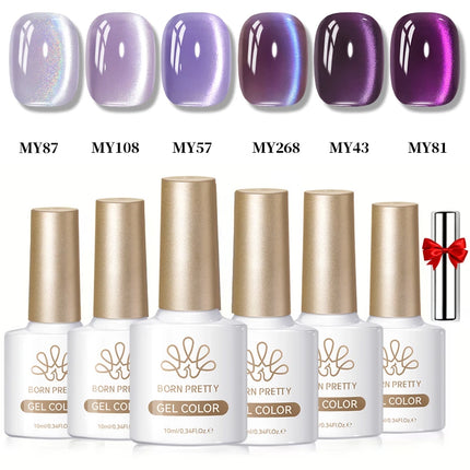 BORN PRETTY Cat Magnetic Moonlight Gel Nail Polish Set 10ml Sparking White Silver Water-light Soak Off UV Gel Nail Art Manicure