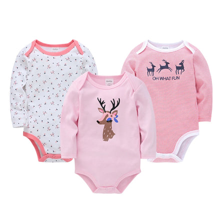 Newborn Baby Girl Bodysuit 3 Pcs/lot Long Sleeve 100%cotton Cute Cartoon Print Overalls 3M 6M 9M 12M 18M 24M Body bebe Clothing