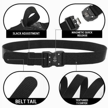 Genuine Tactical Belt Black Quick Release Outdoor Men's Belt Buckle Quick Release Elastic Belt Sport Nylon Braided Belts for Men