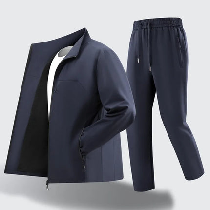 CHUJIE Men's spring and autumn fashionable and comfortable sports suit, casual jacket and pants two-piece loose suit