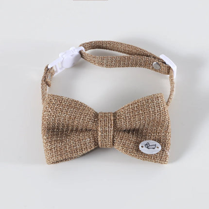 2026 New Pet Linen Collar Gentleman Adjustable Anti-Choking Breathable Bowtie, Tie & Bowknot Decor Comfortable For Cat&Small Dog