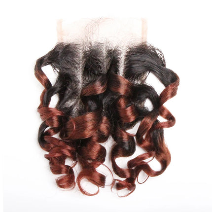 Curly Human Hair Closure Indian Remy Hair 4x4 Lace Closure Swiss Lace Three Part Closure Colored 1B/27/4/30/33/99J