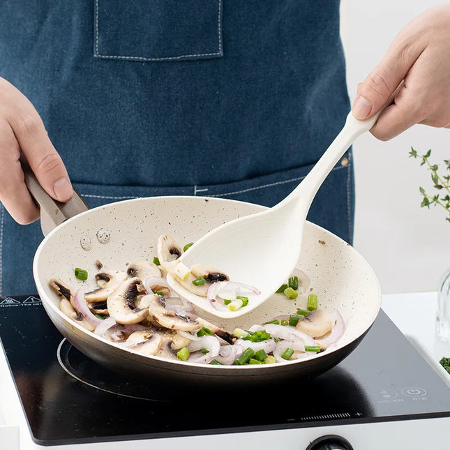 Two-in-one Silicone Spatula and Spoon High-temperature Resistant and Non-stick Specially Designed with Scale for Stir-frying