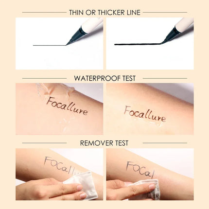 FOCALLURE Soft Black Liquid Waterproof Eyeliner Long Lasting Extra Fine Makeup for Eyes Cosmetics