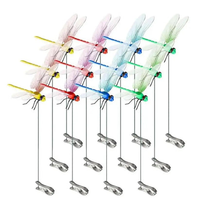 12pcs Simulation Dragonfly Clip Bug Deterrents Realistic Dragonfly Hat Clip Bug Repellent Dragonfly Home Garden Decor