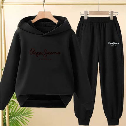 Boy Girls Children's Hoodies suit Tops+bottom Toddle black Sweatshirr white child 3-12 year Pink fashion printing Coat clothing