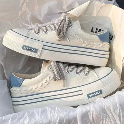 Women Outdoor Trainers Platform Canvas Shoes Height Increasing Chunky Sneakers Young Girls Outdoor Training Women Casual Shoes