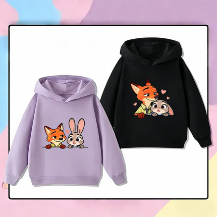 Potdemiel Zootopia Judy and Nick Children's Hoodies, Boys' and Girls' Autumn and Winter Warm Children's Hooded Sweatshirts