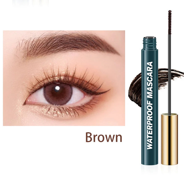 Waterproof 4D Mascara Black Brown Ultra Thin Brush Head Long-Lasting Smudge-Proof Eyelash Lengthening Extension Mascara Makeup