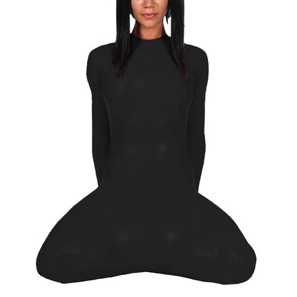 Fetish Long Sleeve Glossy PVC Bondage Bodysuit Mock Neck Wetlook Vinyl Leather Bodycon Romper for Cosplay Outfits Exotic Teddies