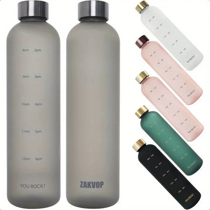 1L Water Bottles for Girls Kids Leakproof Gym Fitness Sports Bottle for Outdoor Travel, Camping Frosted Plastic Drinking Bottle
