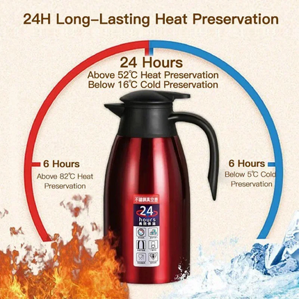 2L Thermal Coffee Bottle Stainless Steel Vacuum Flasks Office Hot Coffee Thermos Insulation Kettle Hot Water Thermos Pot