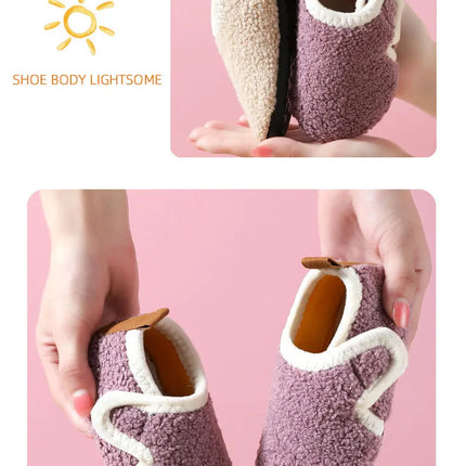 슬리퍼 Child Cotton Slippers Solid Warm Kids Winter Home Shoes Boys Girls Plush Floor Shoes Indoor Soft Sole Anti-slip Cotton Shoes