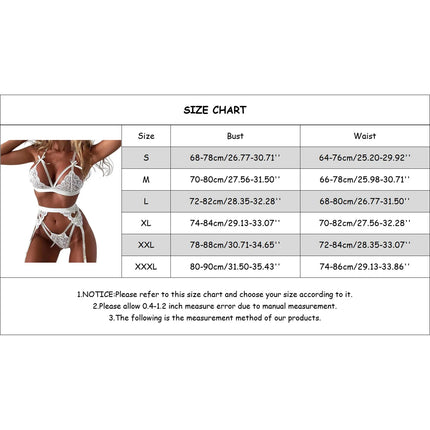 Women 3PC Sexy Lingerie Set Lace  Transparent Erotic Underwear Hollow Out Temptation Porn Costumes Ropa Interior Sexi Mujer