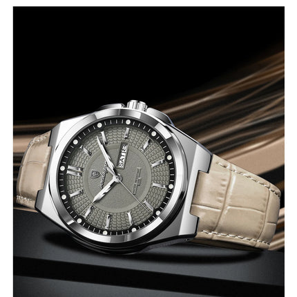 POEDAGAR High Quality Fashion Men's Wristwatch Waterproof Luminous Date Week Business Quartz Men's Watches Leather Men Watch Reloj
