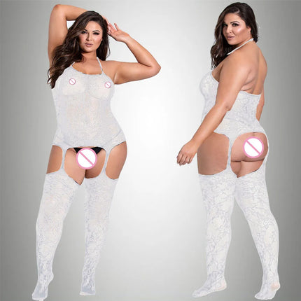 New Plus Size Bodystocking Bodysuits For Women Sexy Fishnet Lingerie Babydoll Dress Porno Underwear Mesh Stockings For Sex